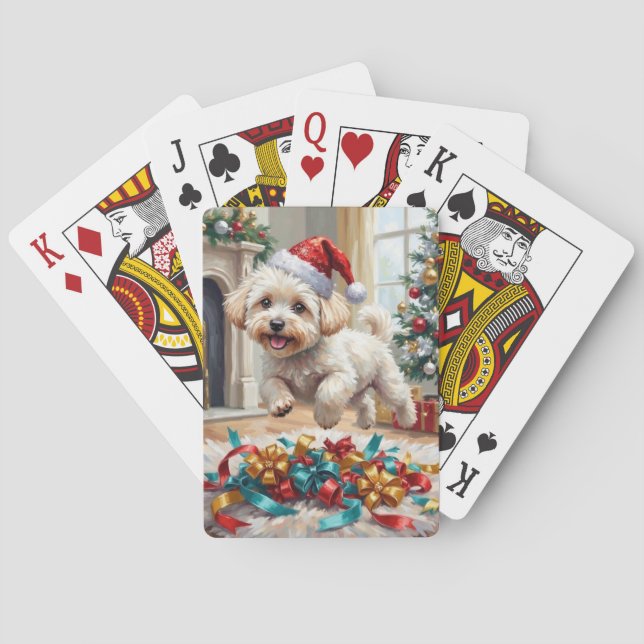 Jeu De Cartes Bichon Frise Fluffy Chien Joyeux Noël (dos)