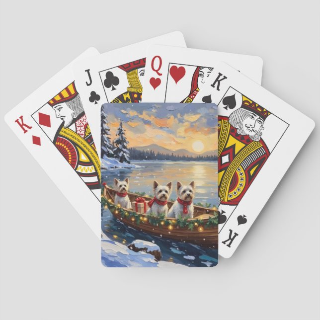 Jeu De Cartes Bichon Frise Noël Bateau Fêtes (dos)