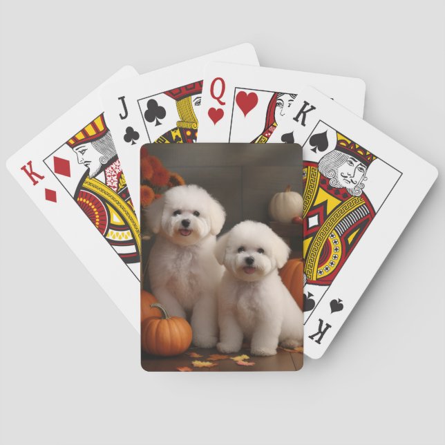 Jeu De Cartes Bichon Frise Puppy Automne Citrouille délice (dos)