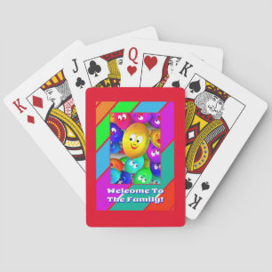 Jeu De Cartes Bienvenue Dans La Famille Avec Des Ballons Jouant 
