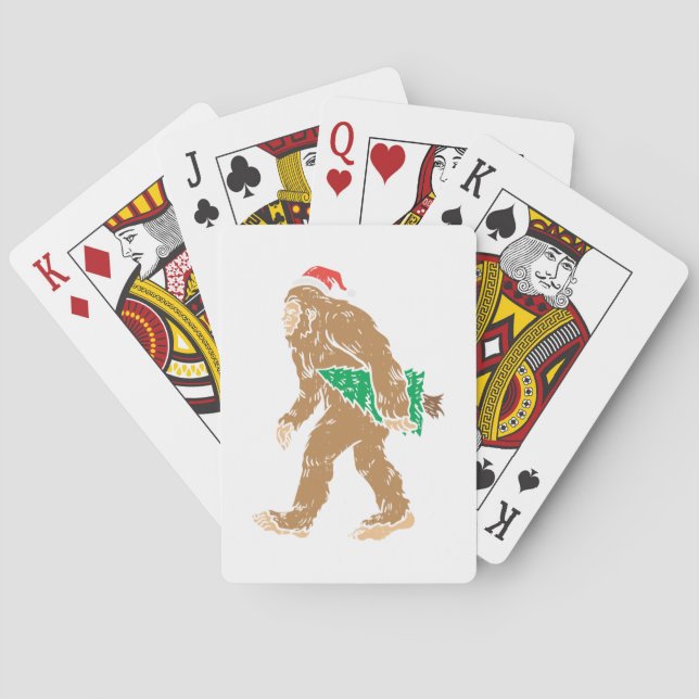 Jeu De Cartes Bigfoot portant sapin de Noël Drôle Sasquatch Xm (dos)