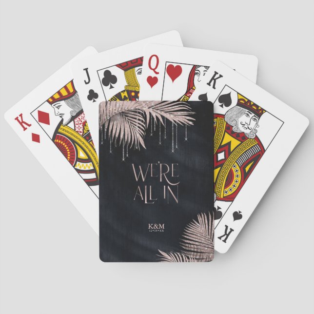 Jeu De Cartes Bijoux Mariage feuille de palme tout en or Rose/Nv (dos)