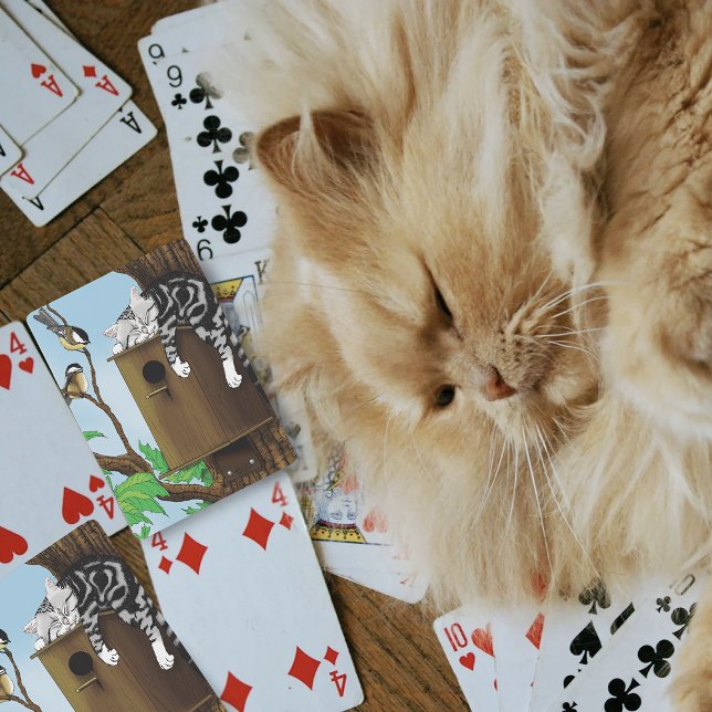 Jeu De Cartes Birdhouse Tabby Cat Napping (Créateur téléchargé)