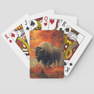 Jeu De Cartes Bison dans l'artisanat boisé d'automne