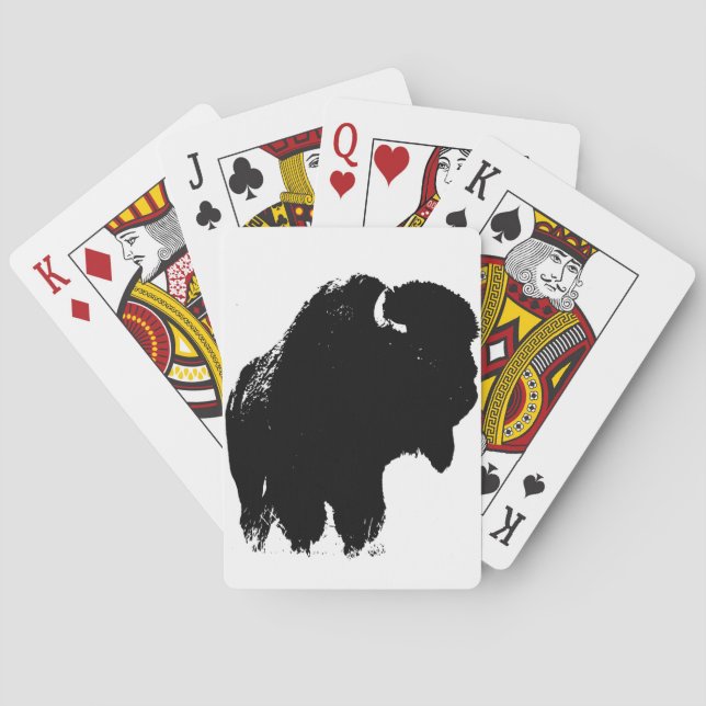 Jeu De Cartes Bison de bison noir et blanc Pop Art (dos)