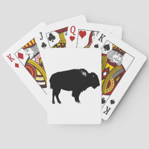 Jeu De Cartes Bison noir et blanc Silhouette Pop Art