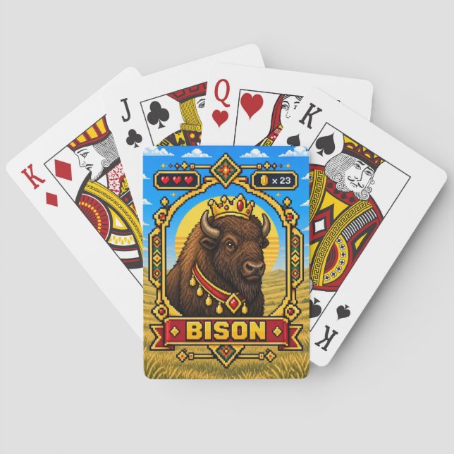 Jeu De Cartes Bison Retro 8-Bit Pixel Art (dos)