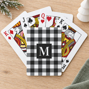 Jeu De Cartes Black and White Buffalo Plaid Custom Monogram