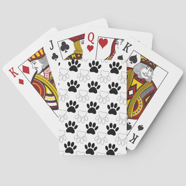Jeu De Cartes Black And White Dog Paw Print Pattern (dos)