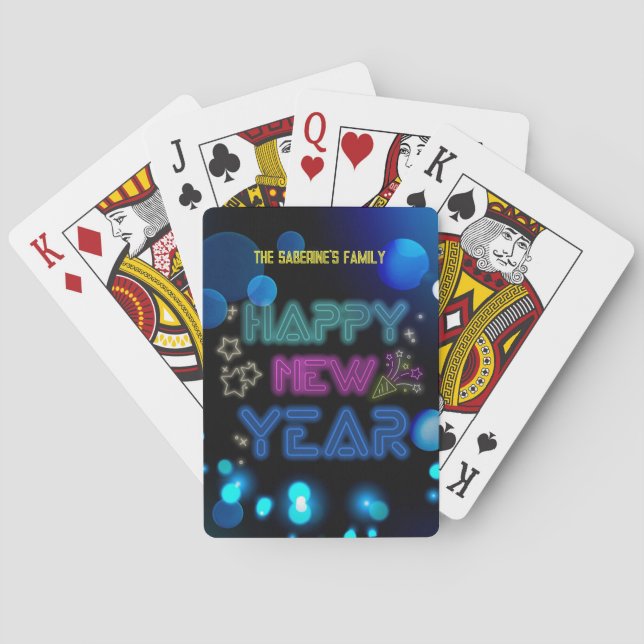 Jeu De Cartes Black & Blue Midnight Sparkle Neon Glow New Year  (dos)