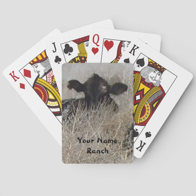 Jeu De Cartes Black Cattle Calf 1- Your Name Ranch or Farm (dos)