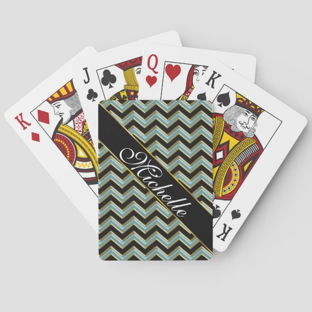 Jeu De Cartes Black Gold Turquoise ZigZag (dos)