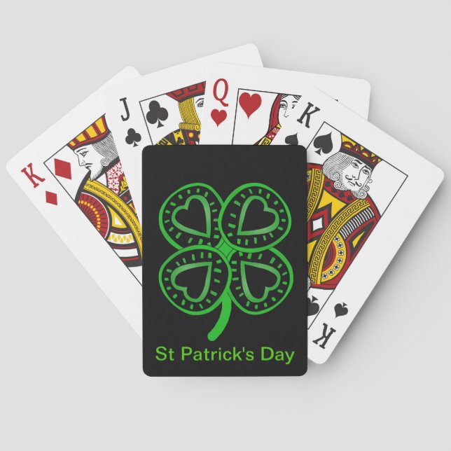Jeu De Cartes Black Green Clover Heart St Patty B Jouer des cart (dos)