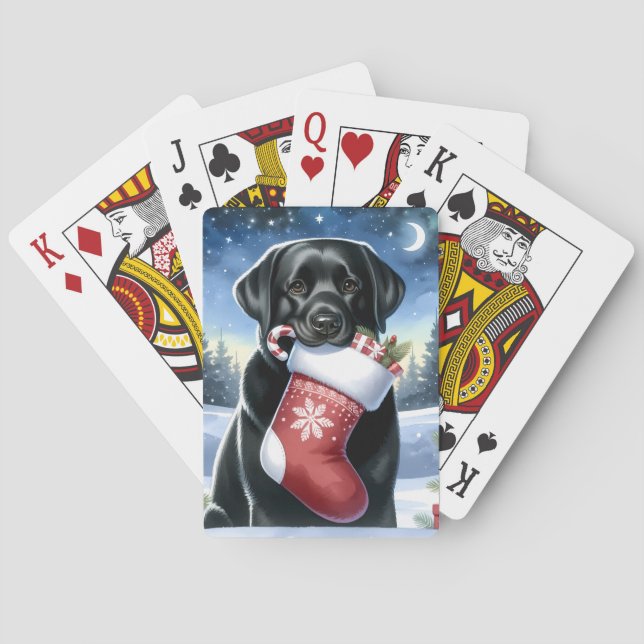 Jeu De Cartes Black Lab Joyeux Noël - Chien mignon de chiot Labr (dos)