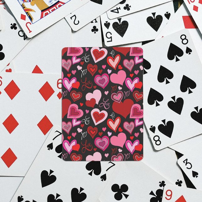 Jeu De Cartes Black Pink Red Hearts Love Pattern (Créateur téléchargé)