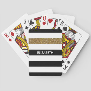 Jeu De Cartes Black Stripes FAUX Gold Glitz et Nom