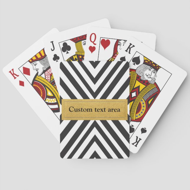Jeu De Cartes Black & White Modern Lines Gold Chic Cartes de jeu (dos)