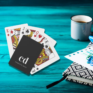 Jeu De Cartes Black white monogram initials modern