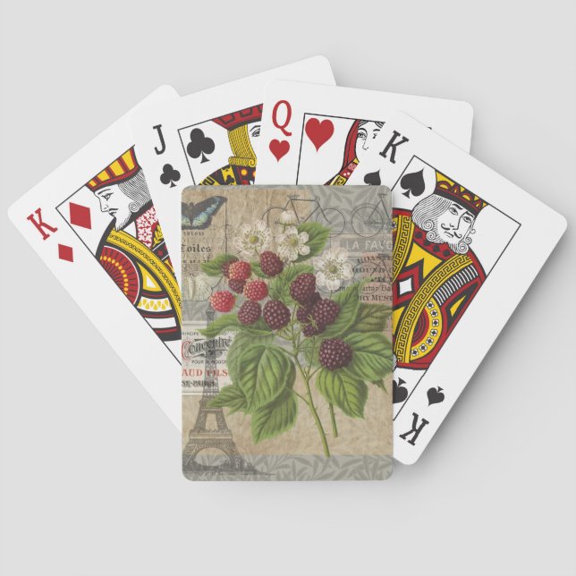 Jeu De Cartes Blackberries Floral Garden Flower Papillon Art (dos)
