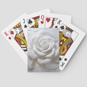 Jeu De Cartes Blanc sur Blanc - Rose Sculptée