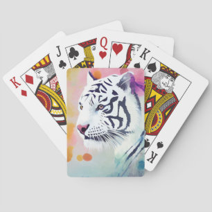 Jeu De Cartes Blanc Tigre Sauvage Nature Animaux Couleurs Art Pe