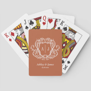Jeu De Cartes Blason de monogramme en terre cuite florale baroqu