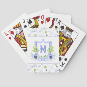 Jeu De Cartes Blason Monogramme d'Arbre de Citron à l'Aquarelle