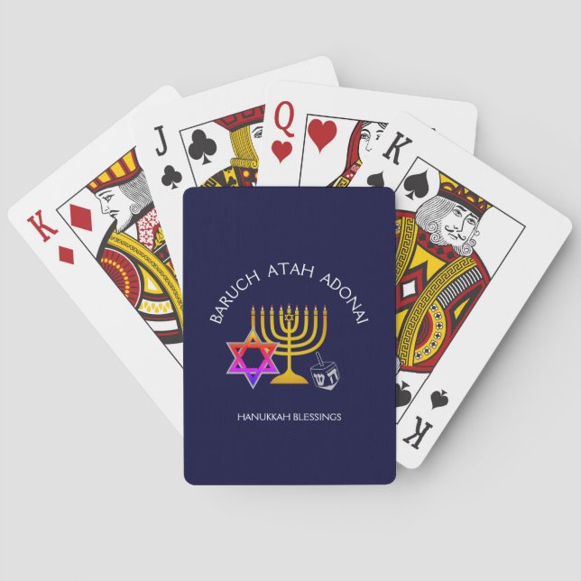 Jeu De Cartes Blessings de Hanukkah | BARUCH ATAH ADONAI | Hanuk (dos)