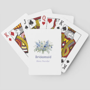 Jeu De Cartes bleu blanc floral demoiselle d'honneur nom violet