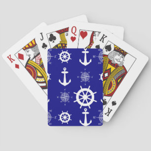 Jeu De Cartes Bleu Blanc Nauticalique Côtes Bateaux
