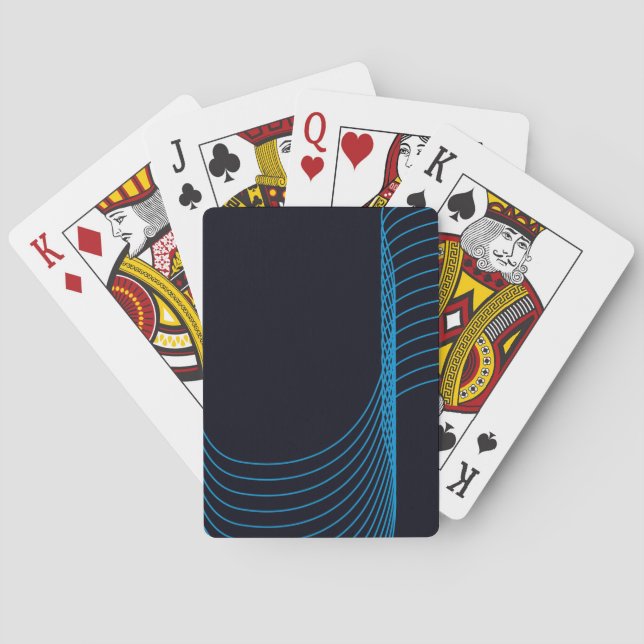 Jeu De Cartes Bleu, cool, moderne, tendance, lignes courbes simp (dos)