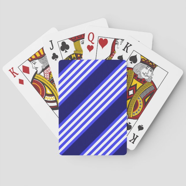 Jeu De Cartes Bleu et blanc cinq bandes motif (dos)