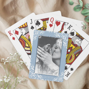 Jeu De Cartes Bleu et blanc Vintage Chic Mariage Photo Faveurs