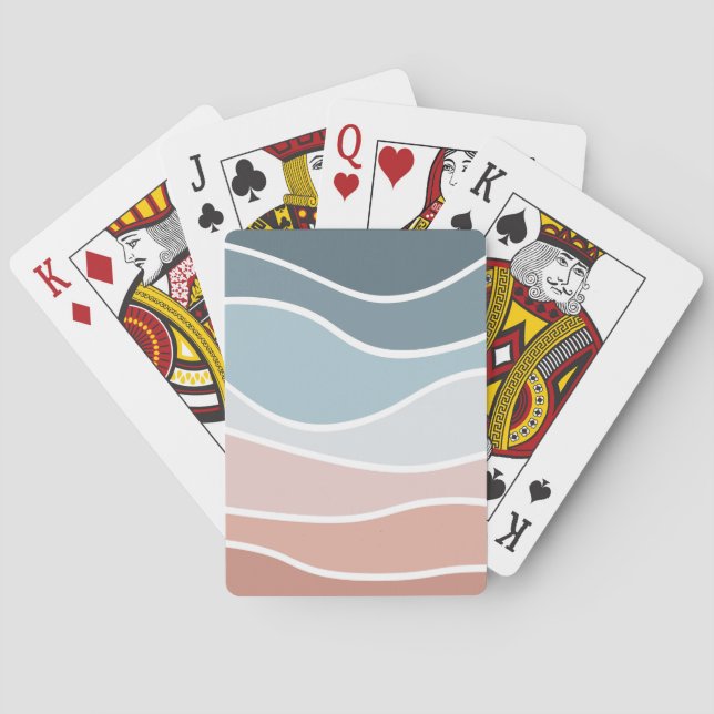 Jeu De Cartes Bleu et rose style rétro vagues design (dos)