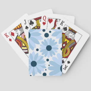 Jeu De Cartes Bleu marguerite de style rétro et points bleu fonc