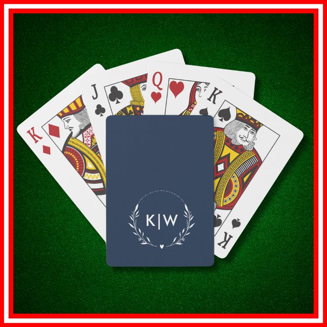 Jeu De Cartes Bleu marine et blanc | Monogramme initiales modern (Créateur téléchargé)