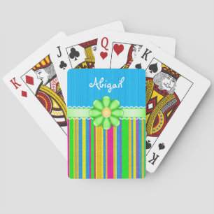Jeu De Cartes Bleu mignon coloré personnalisé avec la fleur