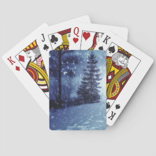 Jeu De Cartes Bleu Moonlit Forêt magique Scène d'hiver