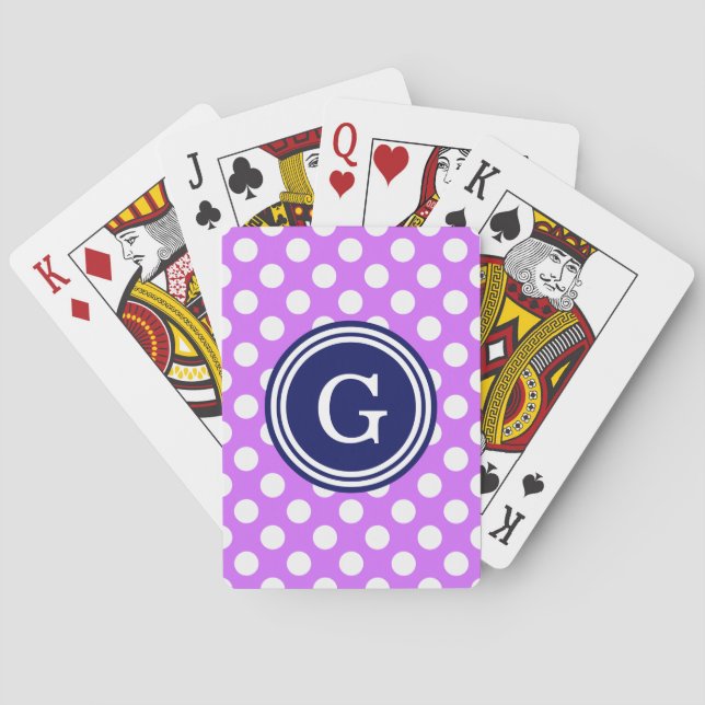 Jeu De Cartes Bleu Nuit Blanc à pois 1IR (dos)