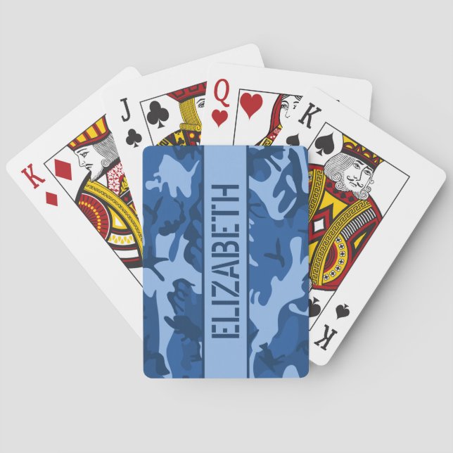 Jeu De Cartes Bleu personnalisé Camo (dos)
