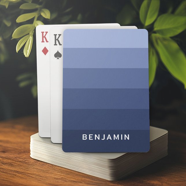 Jeu De Cartes Bleu rétro avec nom Simple Sans Serif (Custom Playing Cards)