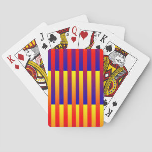Jeu De Cartes Bleu rouge rayures jaunes