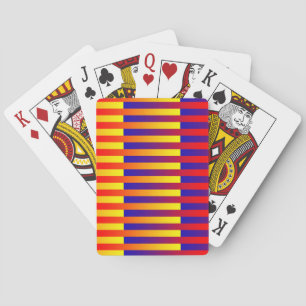 Jeu De Cartes Bleu rouge rayures jaunes