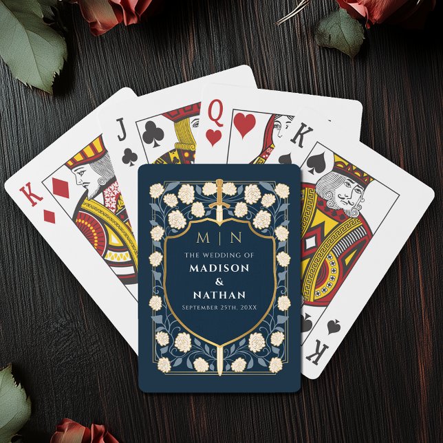 Jeu De Cartes Bleu Royal épée Bouclier de mariage Faveur (Créateur téléchargé)