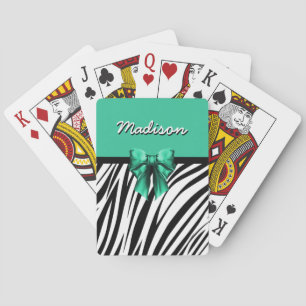Jeu De Cartes Bleu Ruban Bow Zebra Imprimer
