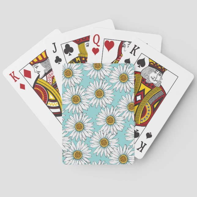 Jeu De Cartes Bleu Vintage marguerite (dos)