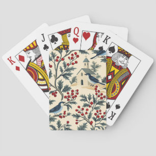 Jeu De Cartes Bleu Vintage Noël Crème Rouge de Holly