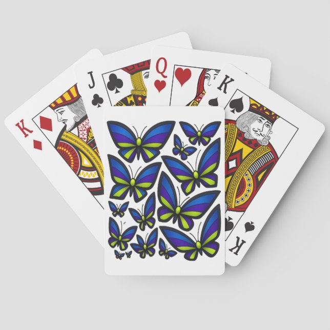 Jeu De Cartes Bleu violet ailes vertes maintenant (dos)
