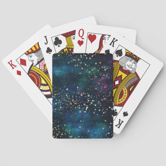 Jeu De Cartes Blue and Gold Under the Stars Night Sky (dos)