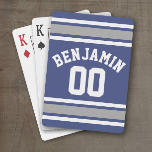 Jeu De Cartes Blue and Silver Sports Jersey Nom personnalisé Num